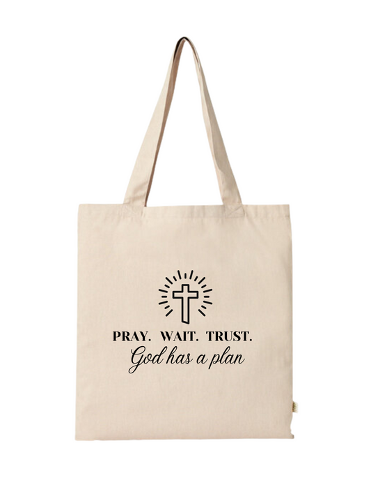 "Pray. Wait. Trust" - Tote Bag - Tan