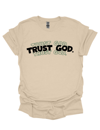 "Trust God" T-shirt - Tan/Green