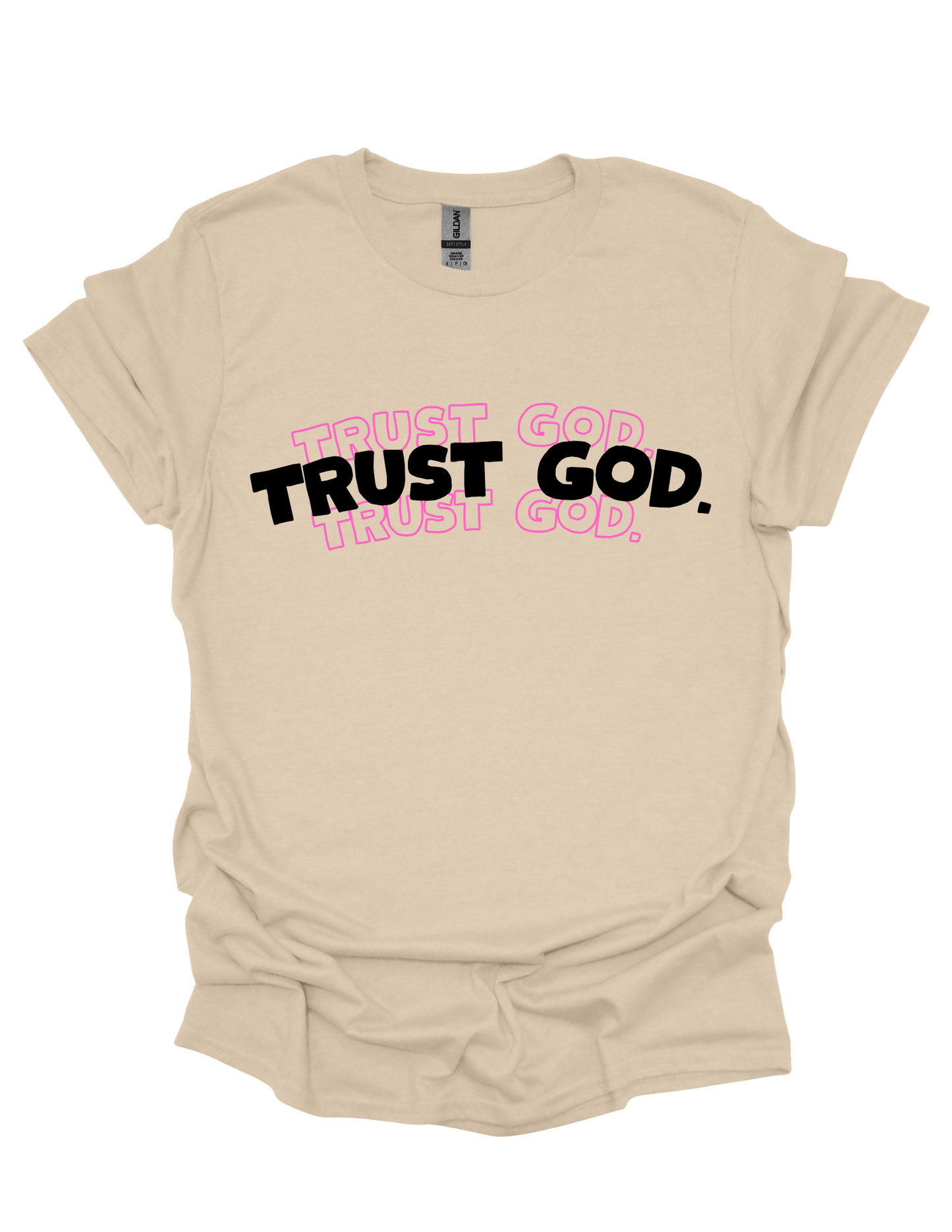 "Trust God" T-shirt - Tan/Pink